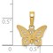 14K Yellow Gold Butterfly Charm Polished Pendant Jewerly 14mm x 13.5mm